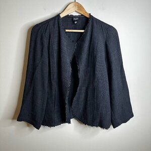 Eileen‎ Fisher Jacket Women Sz 2 Petite Dark Gray Blazer Linen Blend Career Knit